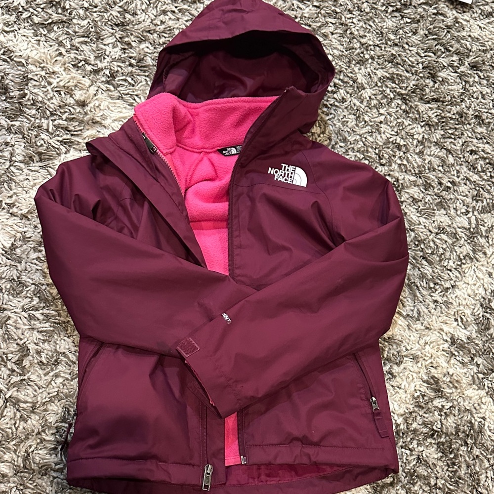 The North Face Maroon and Pink Hooded Jacket